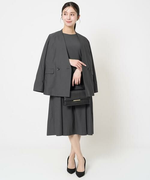 Maison de CINQ / メゾン ドゥ サンク ノーカラージャケット | 【小さいサイズ】カラーレスストレッチジャケット/洗える/セットアップ対応 | 詳細3