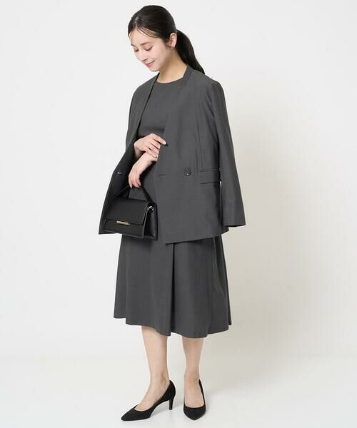 Maison de CINQ / メゾン ドゥ サンク ノーカラージャケット | 【小さいサイズ】カラーレスストレッチジャケット/洗える/セットアップ対応 | 詳細4