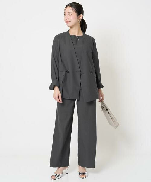 Maison de CINQ / メゾン ドゥ サンク ノーカラージャケット | 【小さいサイズ】カラーレスストレッチジャケット/洗える/セットアップ対応 | 詳細8