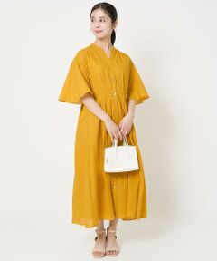 Maison de CINQ / メゾン ドゥ サンク ロング・マキシ丈ワンピース | 【小さいサイズ】キーネックコットンワンピース/洗える