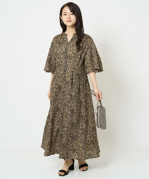 Maison de CINQ / メゾン ドゥ サンク ロング・マキシ丈ワンピース | 【小さいサイズ】キーネックコットンワンピース/洗える | 詳細1