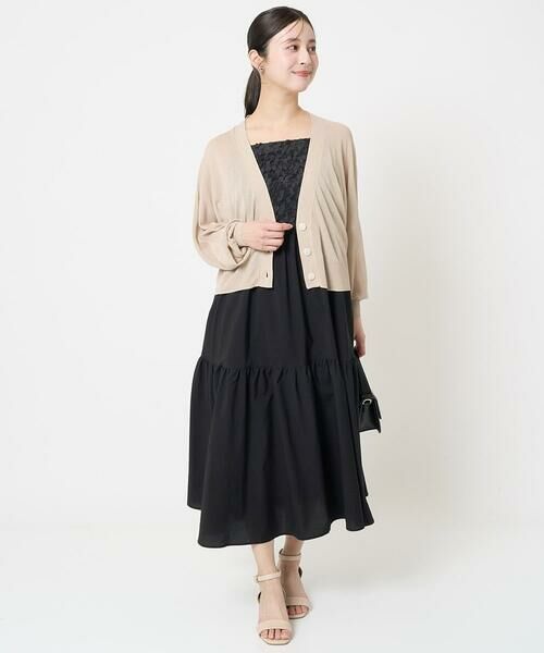 Maison de CINQ / メゾン ドゥ サンク ロング・マキシ丈ワンピース | 【小さいサイズ】フラワー3D刺繍ティアードキャミワンピース/洗える | 詳細10