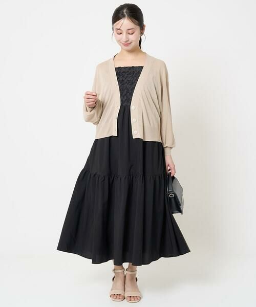 Maison de CINQ / メゾン ドゥ サンク ロング・マキシ丈ワンピース | 【小さいサイズ】フラワー3D刺繍ティアードキャミワンピース/洗える | 詳細11