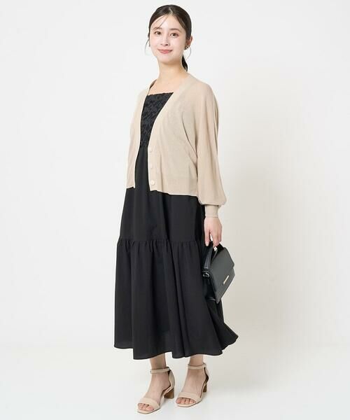 Maison de CINQ / メゾン ドゥ サンク ロング・マキシ丈ワンピース | 【小さいサイズ】フラワー3D刺繍ティアードキャミワンピース/洗える | 詳細12