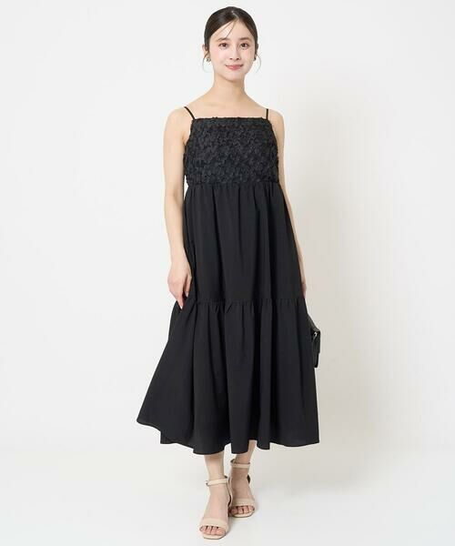 Maison de CINQ / メゾン ドゥ サンク ロング・マキシ丈ワンピース | 【小さいサイズ】フラワー3D刺繍ティアードキャミワンピース/洗える | 詳細16