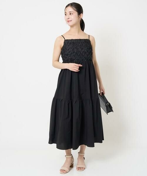 Maison de CINQ / メゾン ドゥ サンク ロング・マキシ丈ワンピース | 【小さいサイズ】フラワー3D刺繍ティアードキャミワンピース/洗える | 詳細17