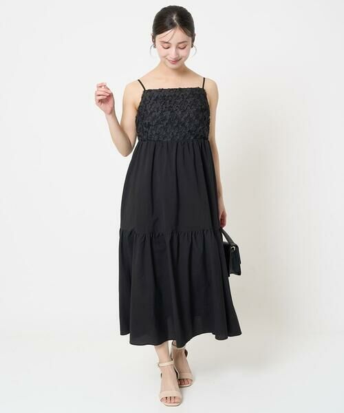 Maison de CINQ / メゾン ドゥ サンク ロング・マキシ丈ワンピース | 【小さいサイズ】フラワー3D刺繍ティアードキャミワンピース/洗える | 詳細2