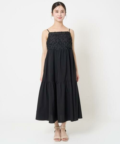 Maison de CINQ / メゾン ドゥ サンク ロング・マキシ丈ワンピース | 【小さいサイズ】フラワー3D刺繍ティアードキャミワンピース/洗える | 詳細3