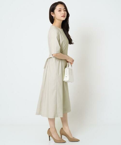 Maison de CINQ / メゾン ドゥ サンク ロング・マキシ丈ワンピース | 【小さいサイズ】サイドベルトデザイン ウエストタックストレッチワンピース/洗える/セットアップ対応 | 詳細1