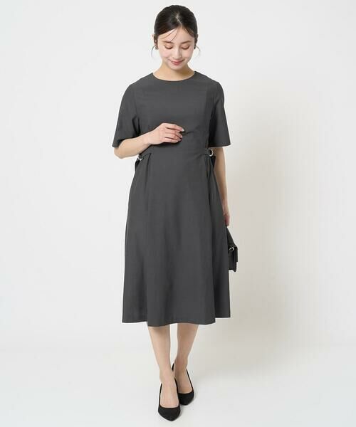 Maison de CINQ / メゾン ドゥ サンク ロング・マキシ丈ワンピース | 【小さいサイズ】サイドベルトデザイン ウエストタックストレッチワンピース/洗える/セットアップ対応 | 詳細2