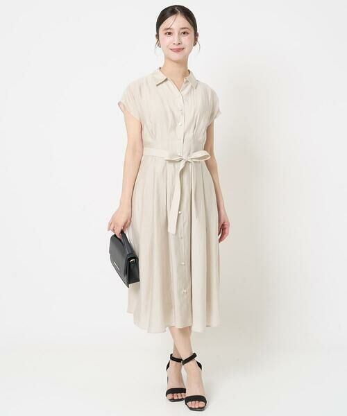 Maison de CINQ / メゾン ドゥ サンク ロング・マキシ丈ワンピース | 【小さいサイズ】ベルト付きフレンチスリーブワンピース/洗える | 詳細15