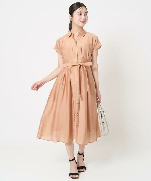 Maison de CINQ / メゾン ドゥ サンク ロング・マキシ丈ワンピース | 【小さいサイズ】ベルト付きフレンチスリーブワンピース/洗える | 詳細18