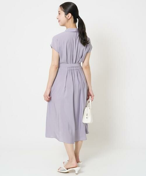Maison de CINQ / メゾン ドゥ サンク ロング・マキシ丈ワンピース | 【小さいサイズ】ベルト付きフレンチスリーブワンピース/洗える | 詳細2