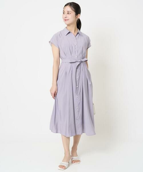 Maison de CINQ / メゾン ドゥ サンク ロング・マキシ丈ワンピース | 【小さいサイズ】ベルト付きフレンチスリーブワンピース/洗える | 詳細22