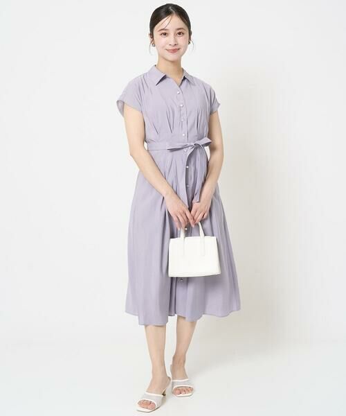 Maison de CINQ / メゾン ドゥ サンク ロング・マキシ丈ワンピース | 【小さいサイズ】ベルト付きフレンチスリーブワンピース/洗える | 詳細23