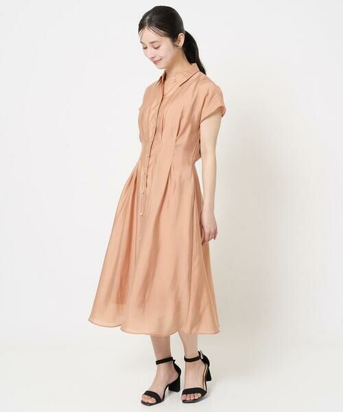 Maison de CINQ / メゾン ドゥ サンク ロング・マキシ丈ワンピース | 【小さいサイズ】ベルト付きフレンチスリーブワンピース/洗える | 詳細3