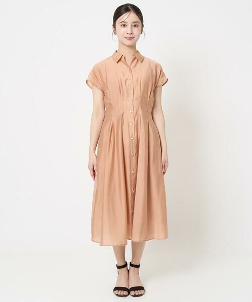 Maison de CINQ / メゾン ドゥ サンク ロング・マキシ丈ワンピース | 【小さいサイズ】ベルト付きフレンチスリーブワンピース/洗える | 詳細4