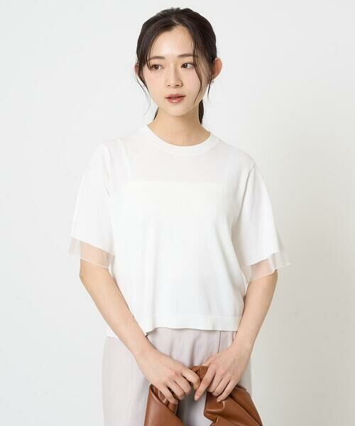 Maison de CINQ / メゾン ドゥ サンク ニット・セーター | 【小さいサイズ】袖シアークロップドニット/接触冷感/UVカット/洗える | 詳細1