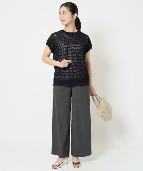 Maison de CINQ / メゾン ドゥ サンク ニット・セーター | 【小さいサイズ】ボーダー透かし編みニット×タンクトップ/洗える | 詳細30