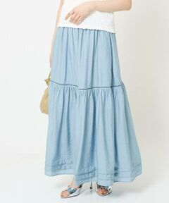 Maison de CINQ / メゾン ドゥ サンク ロング・マキシ丈スカート | 【小さいサイズ】ハシゴレース使いフレアースカート/洗える