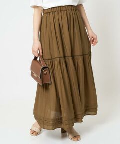 Maison de CINQ / メゾン ドゥ サンク ロング・マキシ丈スカート | 【小さいサイズ】ハシゴレース使いフレアースカート/洗える