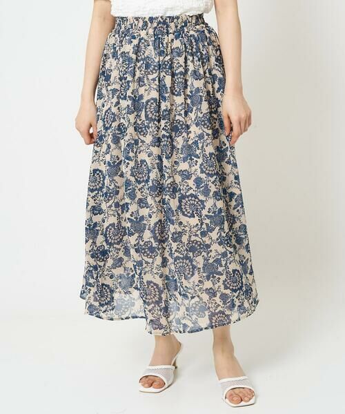 Maison de CINQ / メゾン ドゥ サンク ロング・マキシ丈スカート | 【小さいサイズ】更紗プリント花柄シフォンスカート/丈の長さが選べる/洗える/セットアップ対応 | 詳細10