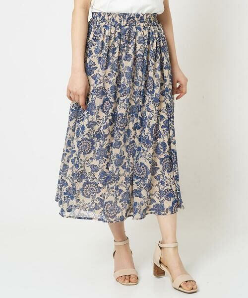 Maison de CINQ / メゾン ドゥ サンク ロング・マキシ丈スカート | 【小さいサイズ】更紗プリント花柄シフォンスカート/丈の長さが選べる/洗える/セットアップ対応 | 詳細2
