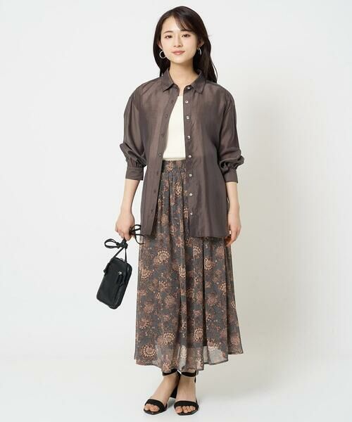 Maison de CINQ / メゾン ドゥ サンク ロング・マキシ丈スカート | 【小さいサイズ】更紗プリント花柄シフォンスカート/丈の長さが選べる/洗える/セットアップ対応 | 詳細22