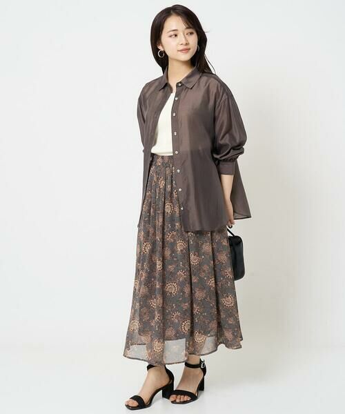 Maison de CINQ / メゾン ドゥ サンク ロング・マキシ丈スカート | 【小さいサイズ】更紗プリント花柄シフォンスカート/丈の長さが選べる/洗える/セットアップ対応 | 詳細23