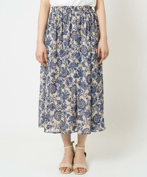 Maison de CINQ / メゾン ドゥ サンク ロング・マキシ丈スカート | 【小さいサイズ】更紗プリント花柄シフォンスカート/丈の長さが選べる/洗える/セットアップ対応 | 詳細3