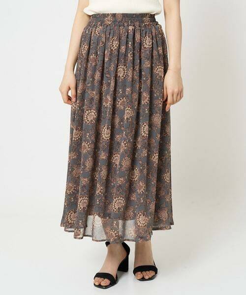 Maison de CINQ / メゾン ドゥ サンク ロング・マキシ丈スカート | 【小さいサイズ】更紗プリント花柄シフォンスカート/丈の長さが選べる/洗える/セットアップ対応 | 詳細6
