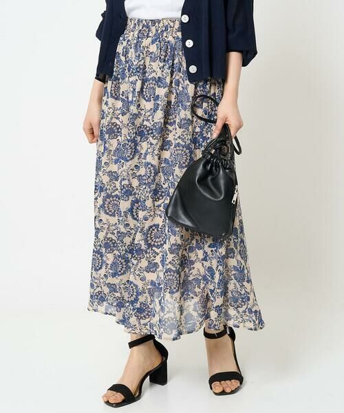 Maison de CINQ / メゾン ドゥ サンク ロング・マキシ丈スカート | 【小さいサイズ】更紗プリント花柄シフォンスカート/丈の長さが選べる/洗える/セットアップ対応 | 詳細8
