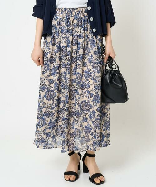 Maison de CINQ / メゾン ドゥ サンク ロング・マキシ丈スカート | 【小さいサイズ】更紗プリント花柄シフォンスカート/丈の長さが選べる/洗える/セットアップ対応 | 詳細9