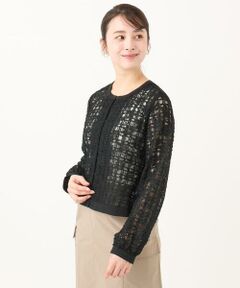 Maison de CINQ / メゾン ドゥ サンク その他アウター | 【小さいサイズ】レースチュールノーカラーライトブルゾン/洗える