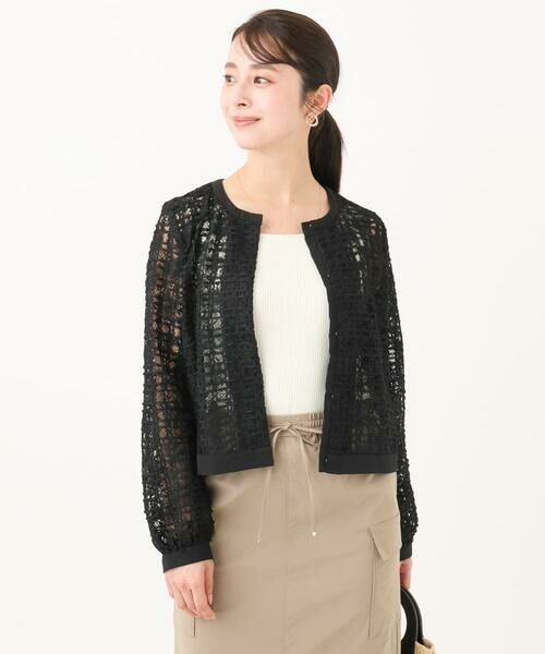 Maison de CINQ / メゾン ドゥ サンク その他アウター | 【小さいサイズ】レースチュールノーカラーライトブルゾン/洗える | 詳細3