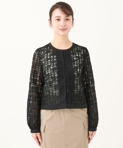 Maison de CINQ / メゾン ドゥ サンク その他アウター | 【小さいサイズ】レースチュールノーカラーライトブルゾン/洗える | 詳細4