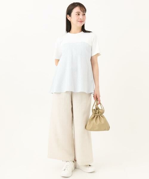 Maison de CINQ / メゾン ドゥ サンク カットソー | 【小さいサイズ】ビスチェレイヤード風フレアーTシャツ(ストライプ)/洗える | 詳細11