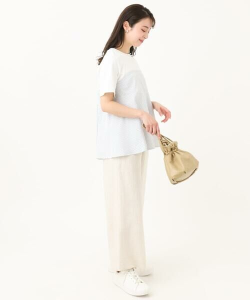 Maison de CINQ / メゾン ドゥ サンク カットソー | 【小さいサイズ】ビスチェレイヤード風フレアーTシャツ(ストライプ)/洗える | 詳細13