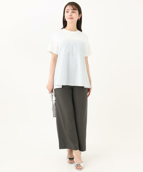 Maison de CINQ / メゾン ドゥ サンク カットソー | 【小さいサイズ】ビスチェレイヤード風フレアーTシャツ(ストライプ)/洗える | 詳細14