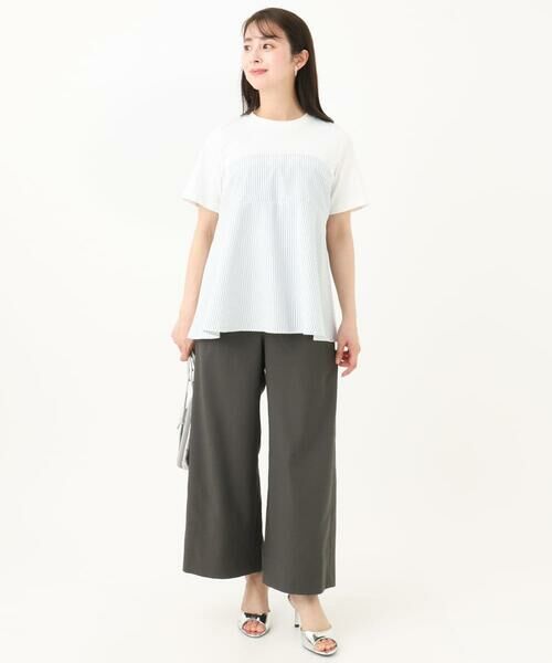 Maison de CINQ / メゾン ドゥ サンク カットソー | 【小さいサイズ】ビスチェレイヤード風フレアーTシャツ(ストライプ)/洗える | 詳細15