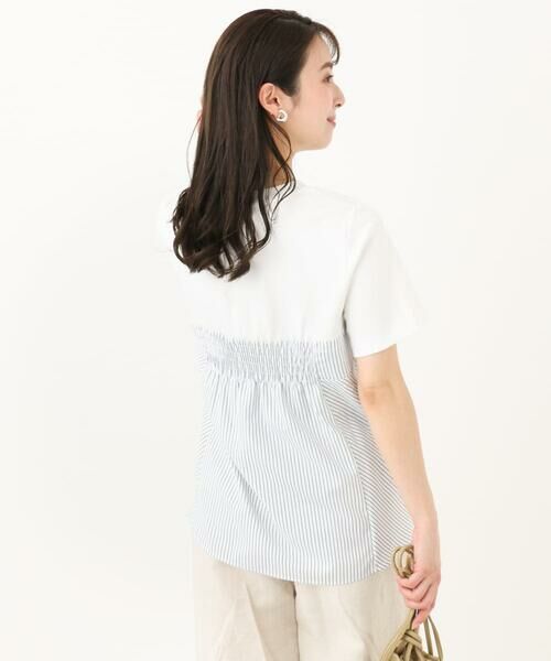 Maison de CINQ / メゾン ドゥ サンク カットソー | 【小さいサイズ】ビスチェレイヤード風フレアーTシャツ(ストライプ)/洗える | 詳細2