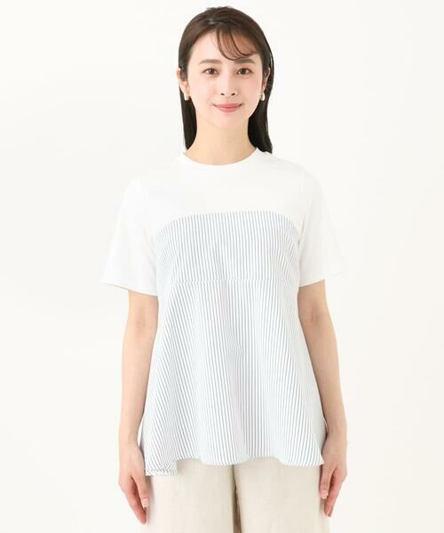 Maison de CINQ / メゾン ドゥ サンク カットソー | 【小さいサイズ】ビスチェレイヤード風フレアーTシャツ(ストライプ)/洗える | 詳細3