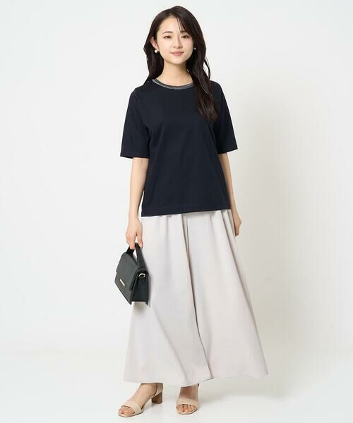 Maison de CINQ / メゾン ドゥ サンク カットソー | 【小さいサイズ】ラメ入りネックデザインTシャツ/接触冷感/洗える | 詳細19