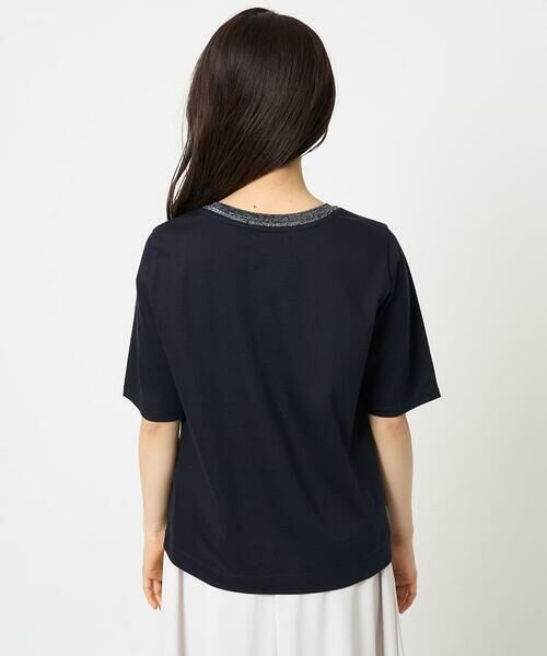 Maison de CINQ / メゾン ドゥ サンク カットソー | 【小さいサイズ】ラメ入りネックデザインTシャツ/接触冷感/洗える | 詳細2