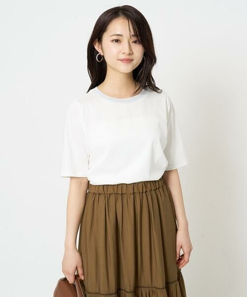 Maison de CINQ / メゾン ドゥ サンク カットソー | 【小さいサイズ】ラメ入りネックデザインTシャツ/接触冷感/洗える | 詳細22