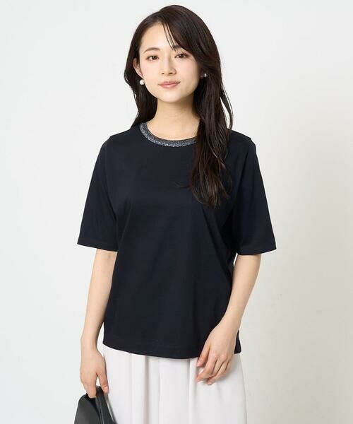 Maison de CINQ / メゾン ドゥ サンク カットソー | 【小さいサイズ】ラメ入りネックデザインTシャツ/接触冷感/洗える | 詳細23