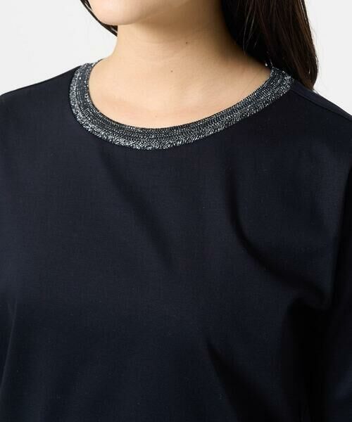 Maison de CINQ / メゾン ドゥ サンク カットソー | 【小さいサイズ】ラメ入りネックデザインTシャツ/接触冷感/洗える | 詳細3