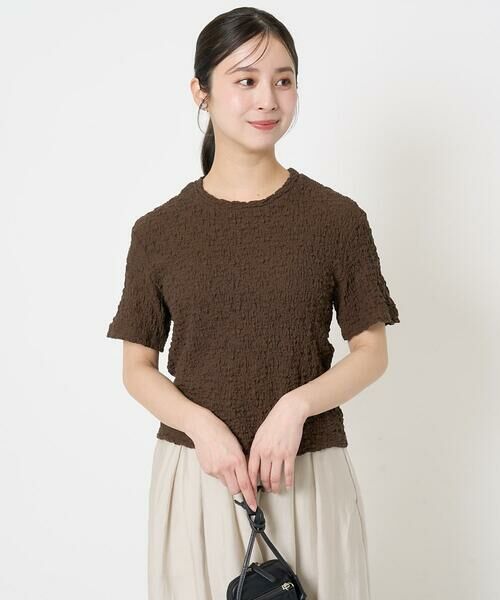 Maison de CINQ / メゾン ドゥ サンク カットソー | 【小さいサイズ】フクレシャーリングカットソー/UVカット/洗える（ブラウン）