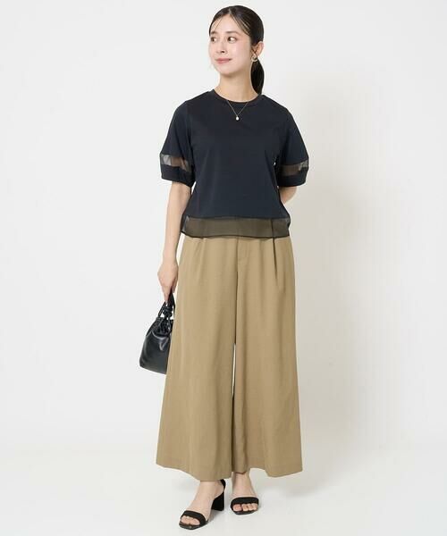 Maison de CINQ / メゾン ドゥ サンク カットソー | 【小さいサイズ】シアー切替えランタンスリーブカットソー/接触冷感/洗える | 詳細13