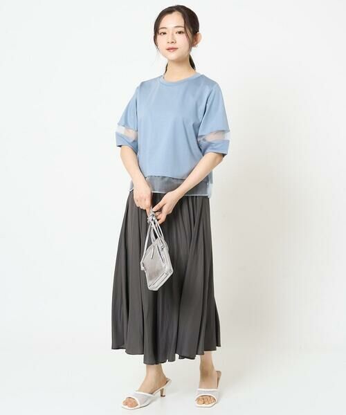 Maison de CINQ / メゾン ドゥ サンク カットソー | 【小さいサイズ】シアー切替えランタンスリーブカットソー/接触冷感/洗える | 詳細17